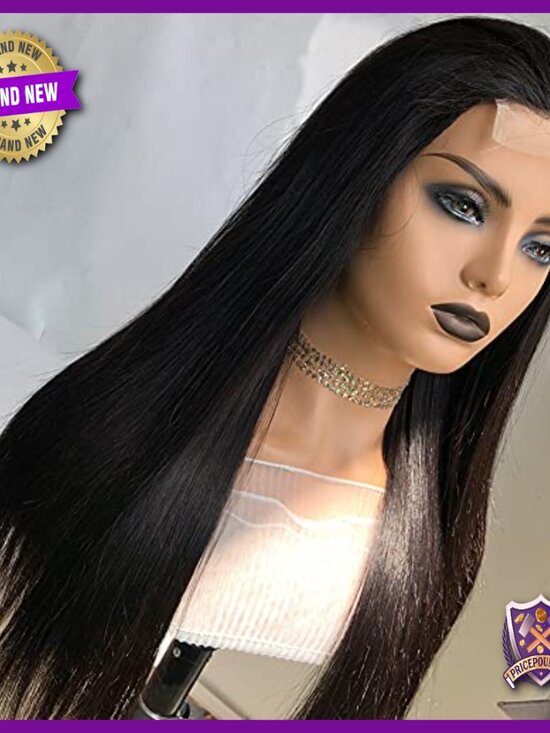 26in Human Hair Lace Closure Wig Glueless Pre Plucked Straight 180% Density main image 5